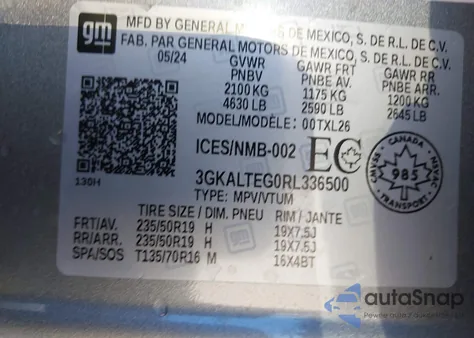 2024 GMC Terrain Awd Sle z USA, uszkodzony, nr VIN 3GKALTEG0RL336500